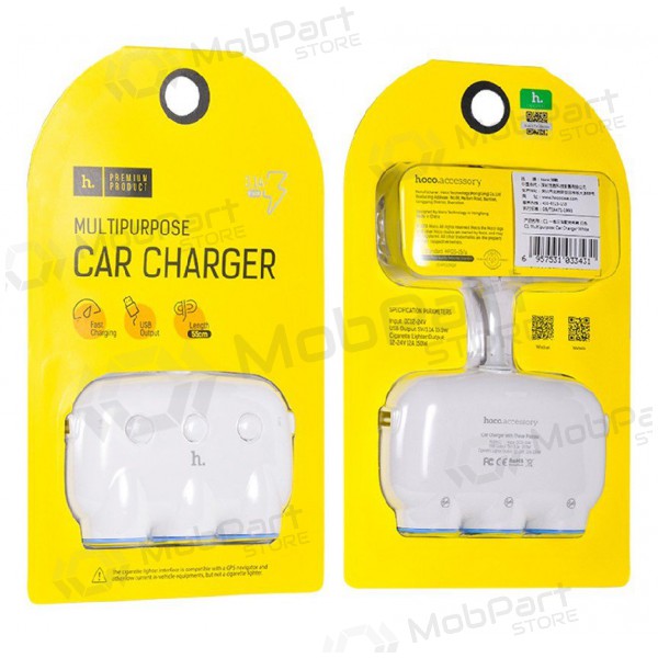 Cargador de coche HOCO C1 TRIPLE + USB (5V 3.1A) (blanco)