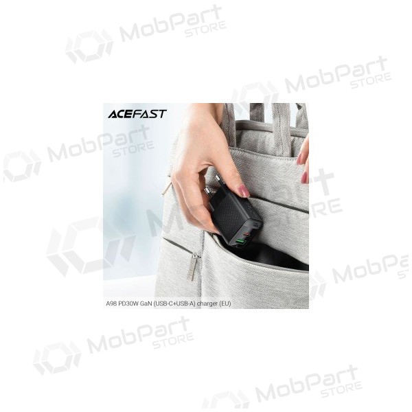 Cargador Acefast A98 30W GaN USB-C/USB-A negro