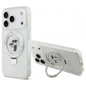 Funda para Apple iPhone 17 Pro Max - Karl Lagerfeld Ringstand Karl and Choupette MagSafe (transparente)