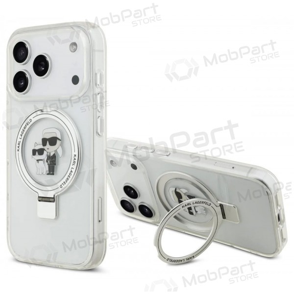 Funda para Apple iPhone 17 Pro Max - Karl Lagerfeld Ringstand Karl and Choupette MagSafe (transparente)