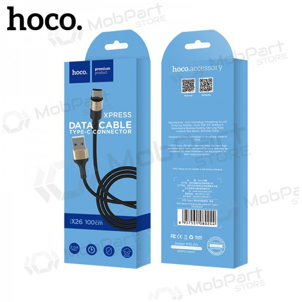 USB cable Hoco X26 Type-C 1.0m (negro / dorado)