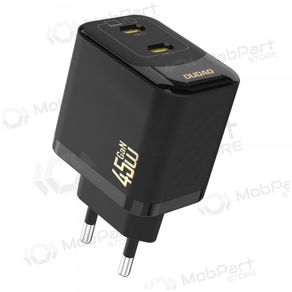 Cargador de teléfono Dudao A28P 45 W GaN 2x USB-C negro