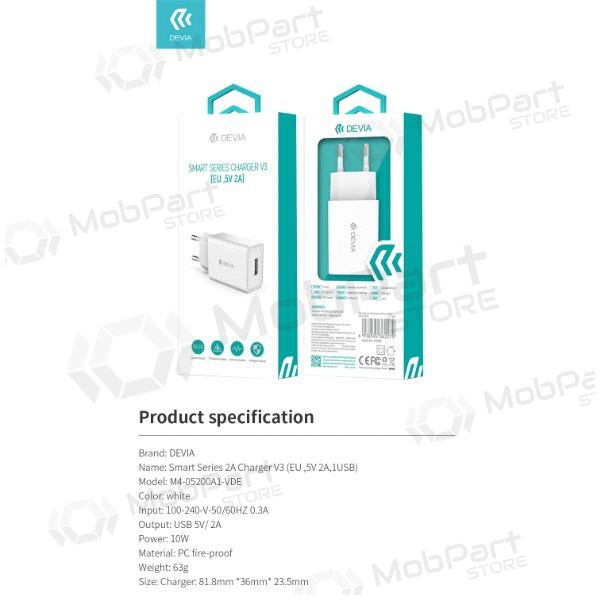 Cargador Devia Smart 2A (blanco)