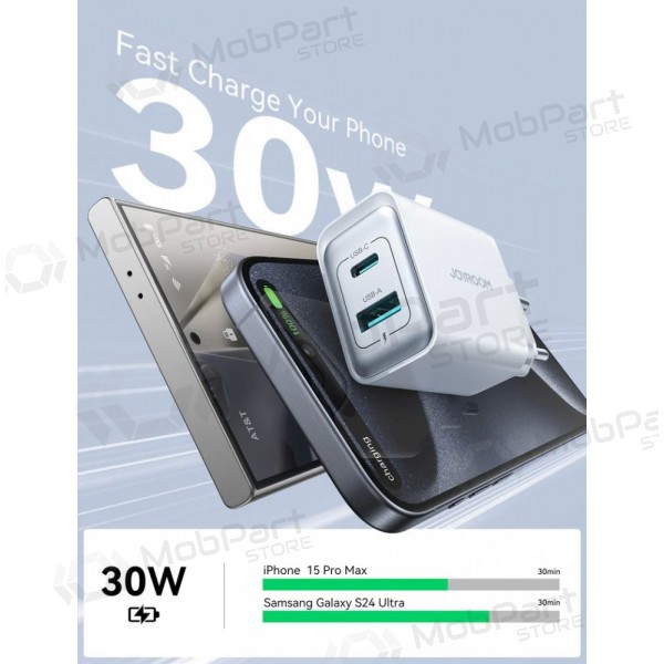 Cargador Joyroom JR-TCF15 USB-C/USB-A 30W blanco