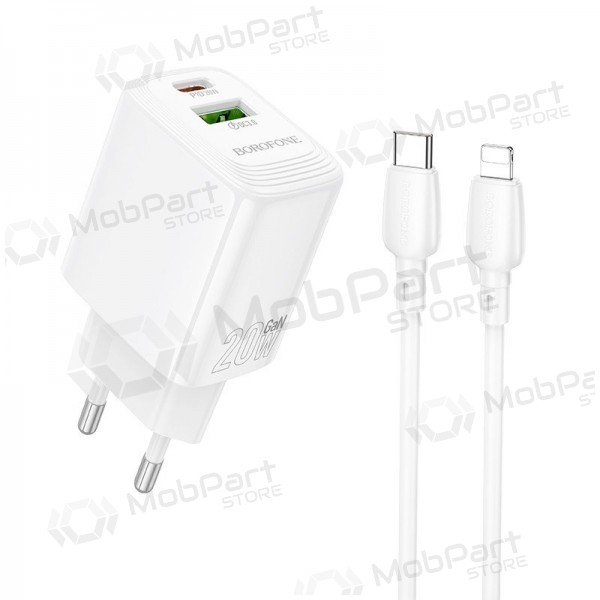 Cargador de teléfono Borofone BN27 20 W USB-C + USB-A con cable Lightning 1 m blanco