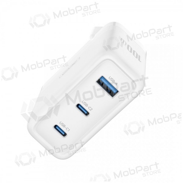 Cargador de teléfono XO CE35 100 W 2x USB-C + USB-A blanco