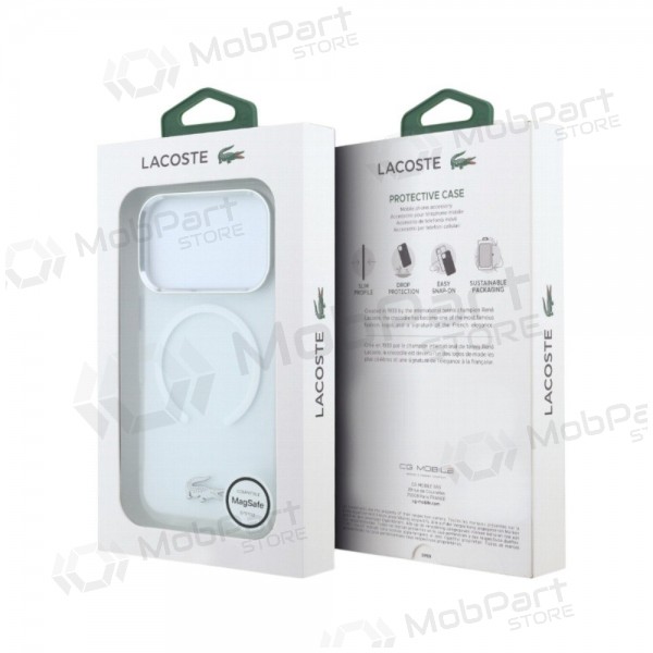 Funda para Apple iPhone 18 Pro - Lacoste IML Frosted Petit Pique Metal Logo MagSafe (transparente)