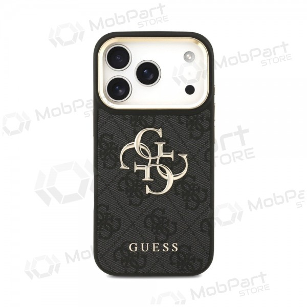 Funda para Apple iPhone 18 Pro Max - Guess PU Leather 4G Metal Logo Gold Frame (negra)