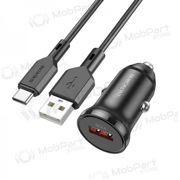 Cargador automobilinis Borofone BZ18 Quick Charge 3.0 18W + Type-C (negro)