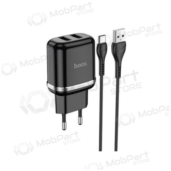 Cargador HOCO N4 Aspiring Dual USB + type-C cable (5V 2.4A) (negro)