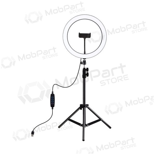 Lámpara anular LED de 30 cm, con trípode de hasta 1,1 m y soporte para teléfono, USB