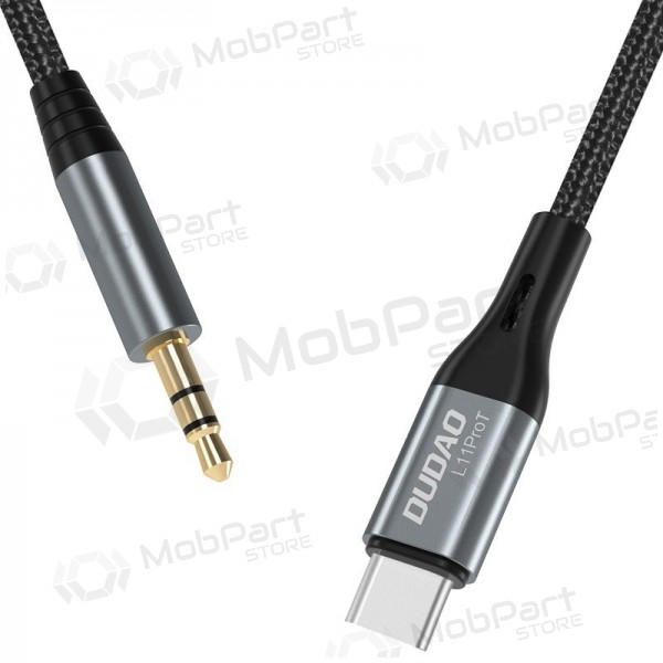Cable de audio Dudao L11ProT USB-C a 3.5 mm 1 m negro