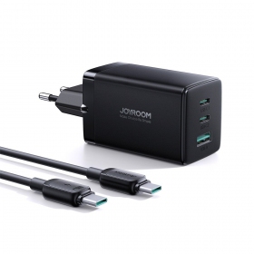 Cargador buitinis Joyroom GaN JR-TCG01 2xUSB-C/USB-A 65W + USB-C cable 1.2m negro