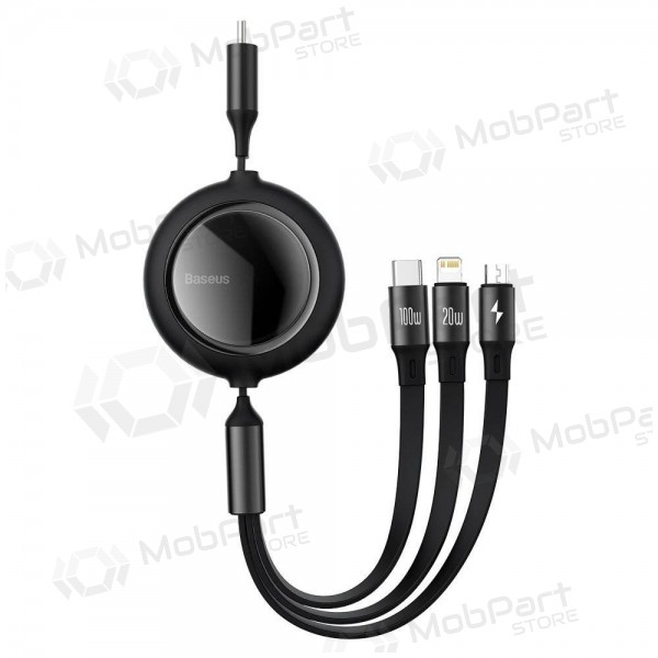 USB cable Baseus Bright Mirror Type-C - microUSB+Lightning+Type-C 100W 1.2m (negro) CAMLC-AMJ01