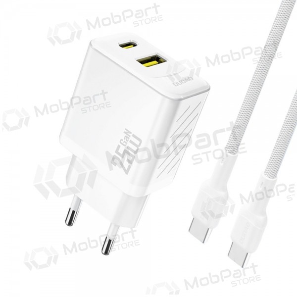 Cargador de teléfono Dudao A26TC 25 W GaN USB-C + USB-A con cable USB-C de 1 m blanco