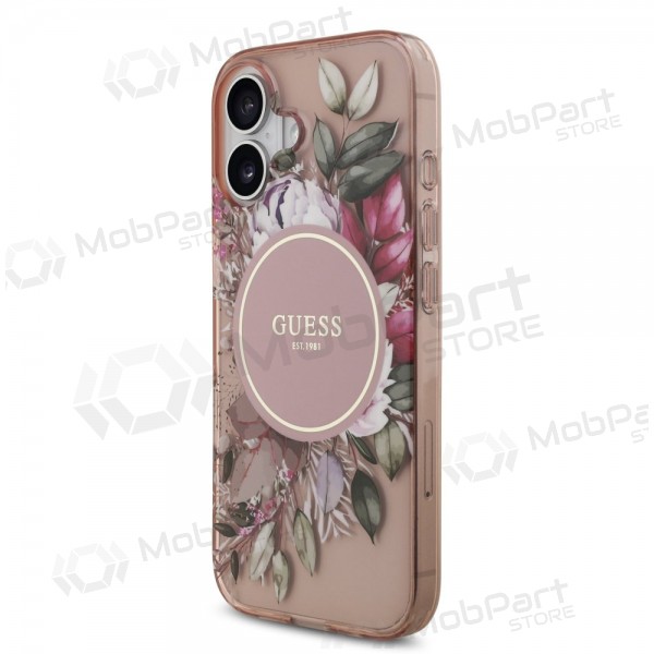 Funda para Apple iPhone 17 - Guess IML Flowers Strap MagSafe (rosa)