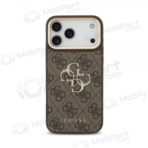 Funda Apple iPhone 18 Pro Max - Guess PU Leather 4G Metal Logo Gold Frame (marrón)
