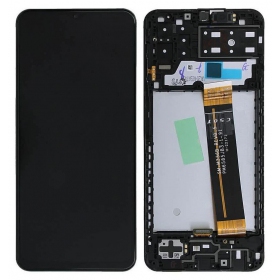Ekranas Samsung A137 A13 2022 su lietimui jautriu stikliuku y rėmeliu Black original