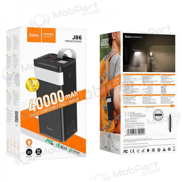 Batería externa Power Bank Hoco J86 22.5W Quick Charge 3.0 40000mAh negro