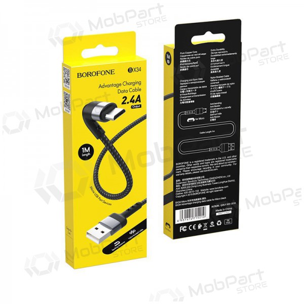 USB cable Borofone BX34 microUSB 1.0m (negro)