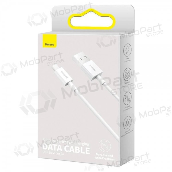 Cable USB Baseus Superior microUSB 2A 2.0m (blanco) CAMYS-A02
