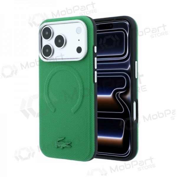 Funda para Apple iPhone 18 Pro Max -Lacoste PVC Petit Pique Semi Wrap Embossed MagSafe- (verde)