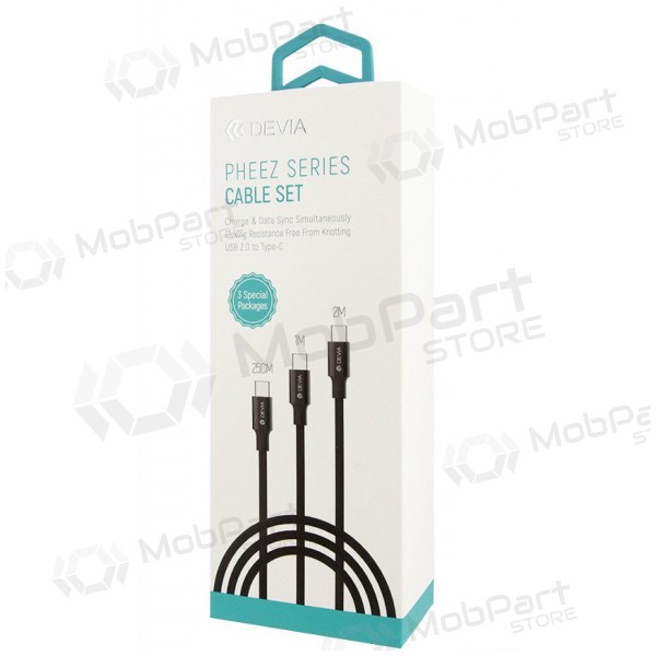 USB cable Devia Pheez 3 Pack microUSB 0.25m,1.0m,2.0m (negro)
