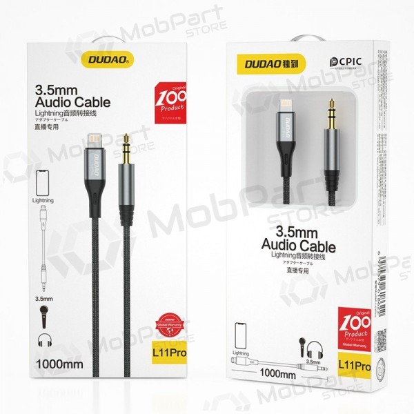 Cable de audio Dudao L11Pro Lightning a 3.5 mm 1 m negro