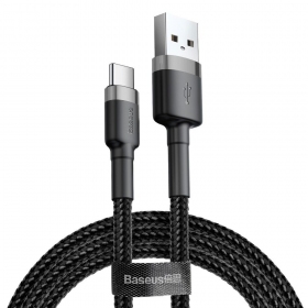 Cable USB Baseus Cafule Tipo C 2m 2A (gris-negro) CATKLF-CG1