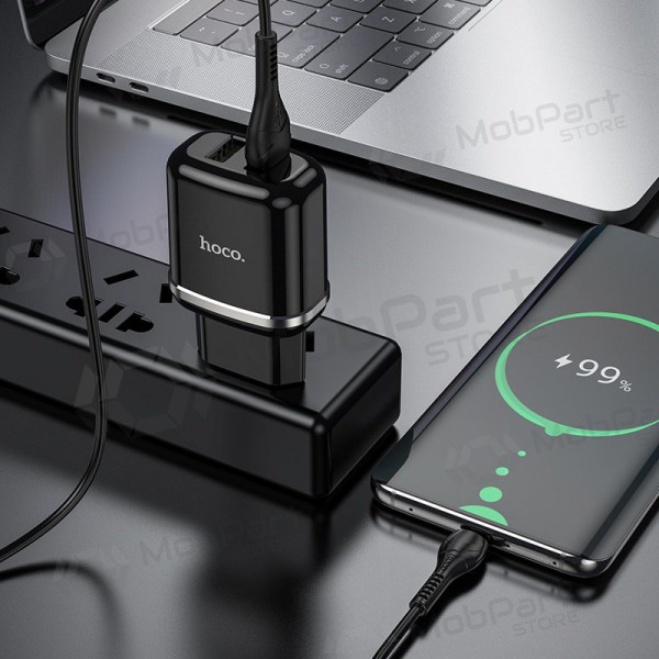 Cargador Hoco N4 + microUSB (2.4A) (negro)