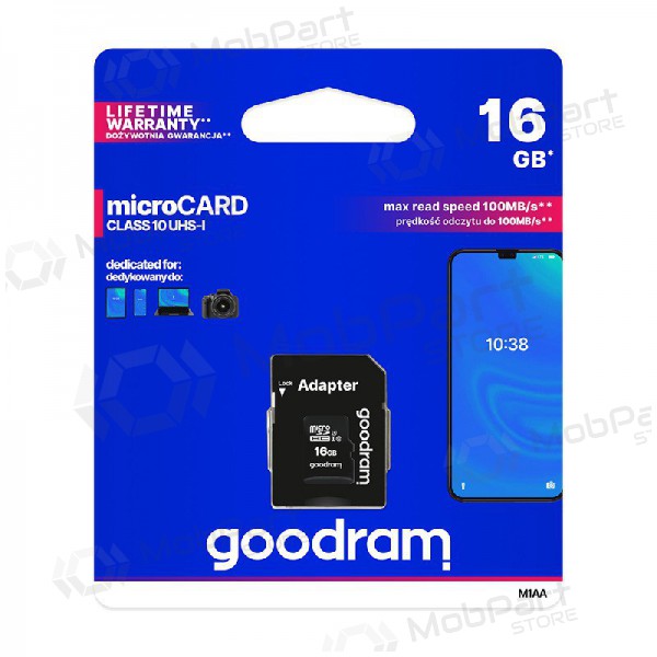 Tarjeta de memoria GOODRAM MicroSD 16GB (class10 UHS-I) + SD Adaptador
