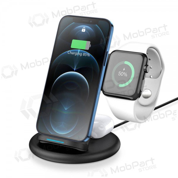 Cargador inalámbrica Dux Ducis C7 3in1 Phone, Apple Watch, Airpods 15W (negro)