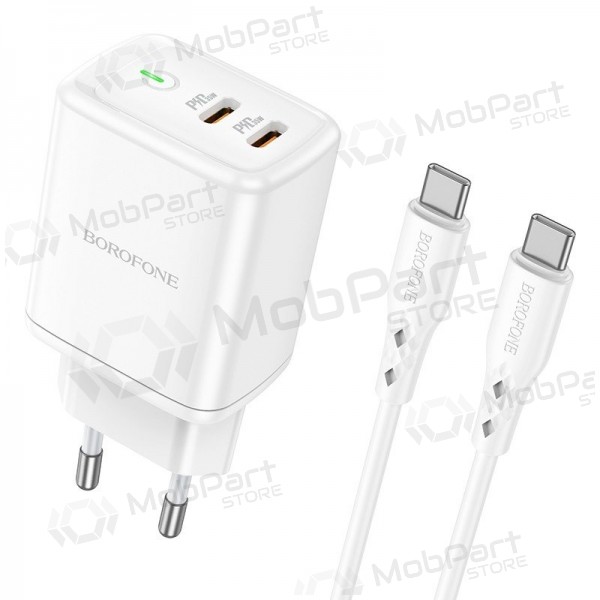 Cargador buitinis Borofone BN9 2xType-C 35W + Type-C blanco