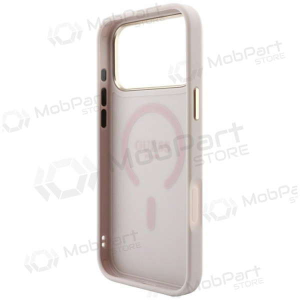 Funda para Apple iPhone 18 Pro - Guess PU Leather 4G Gold Frame Embossed MagSafe (rosa)