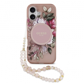 Funda para Apple iPhone 17 - Guess IML Flowers Strap MagSafe