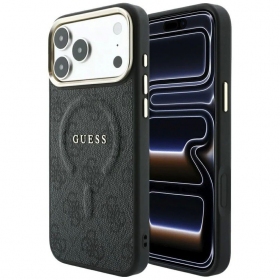 Funda para Apple iPhone 18 Pro - Guess PU Leather 4G Gold Frame Embossed MagSafe