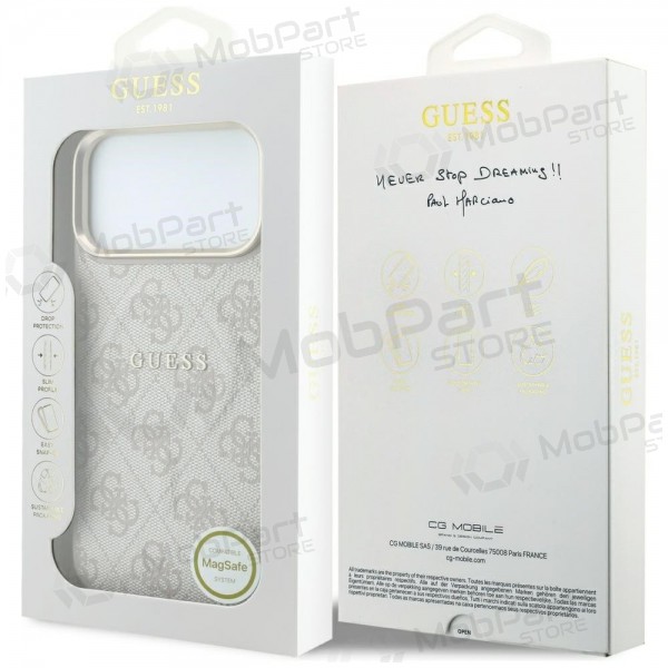 Funda para Apple iPhone 18 Pro Max - Guess PU Leather 4G Gold Frame Embossed MagSafe (rosa)