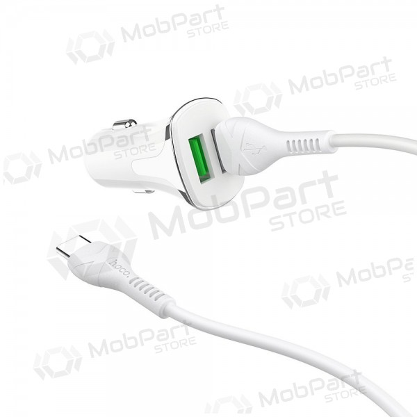 Cargador automobilinis Hoco Z31 Quick Charge 3.0 (3.4A) x 2 USB + Type-C (blanco)