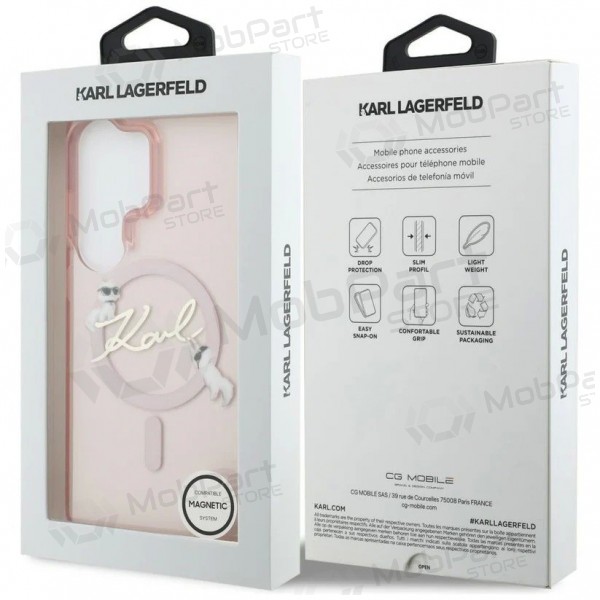 Funda para Samsung Galaxy S26 Ultra - Karl Lagerfeld IML Choupette Karl Script Logo Magnetic (rosa)
