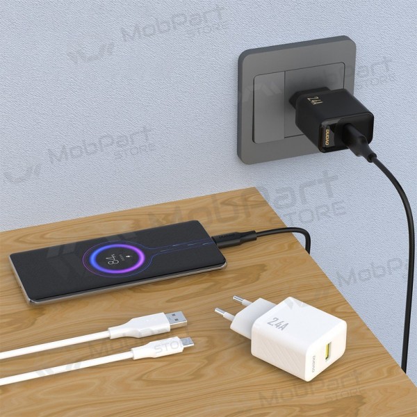 Cargador de teléfono Dudao A23T 12 W USB-A con cable USB-C 1 m negro