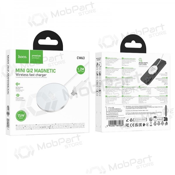 Cargador inalámbrico Hoco CW63 15 W Qi2 blanco