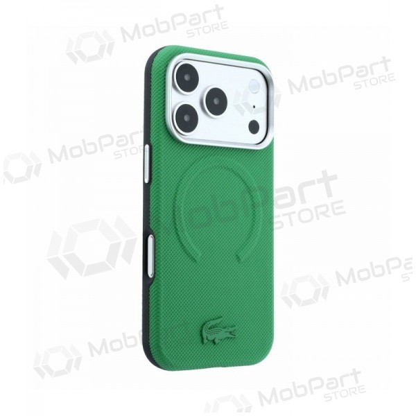 Funda para Apple iPhone 18 Pro - Lacoste PVC Petit Pique Semi Wrap Embossed MagSafe (verde)