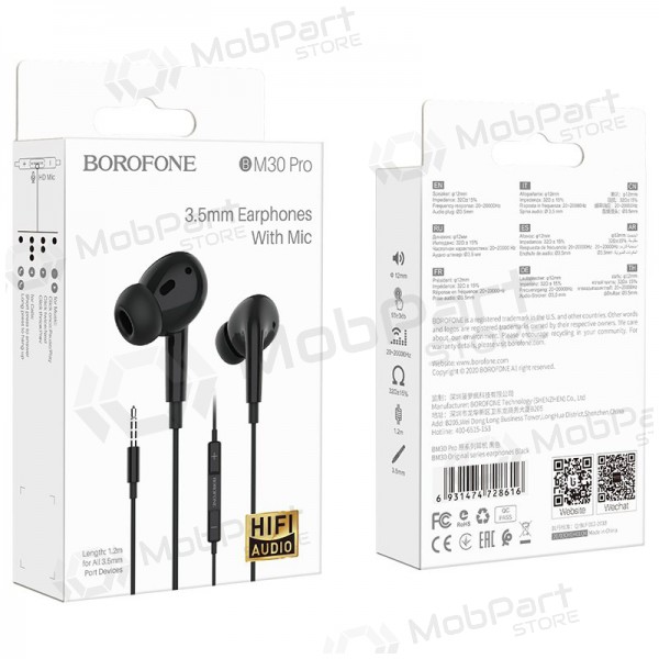 Manos libres Borofone BM30 Pro 3,5mm (negro)