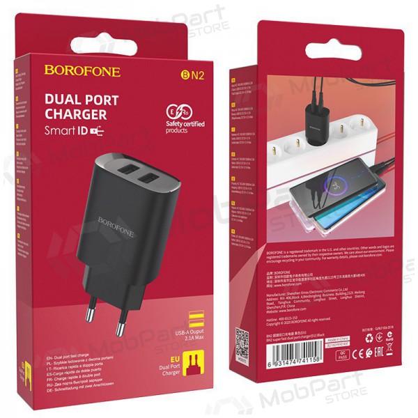 Cargador Borofone BN2 2xUSB 2.1A (negro)