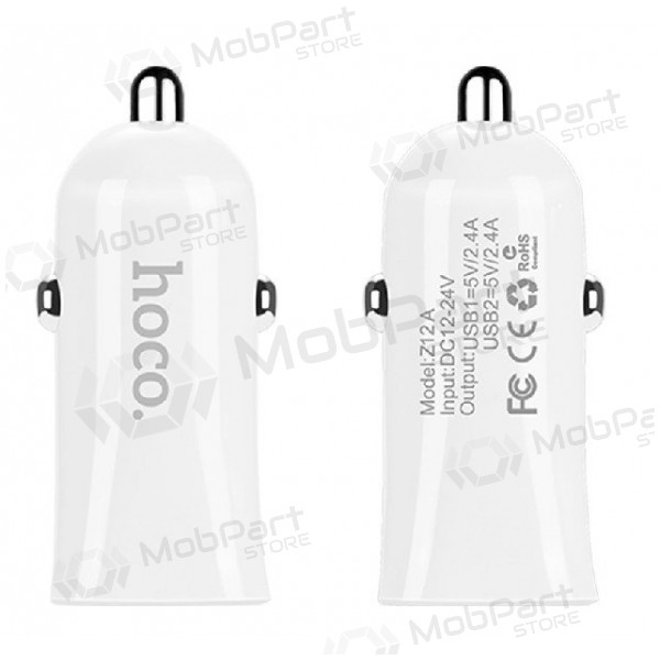 Cargador de coche HOCO Z12 Elite Dual USB (5V 2.4A) (blanco)