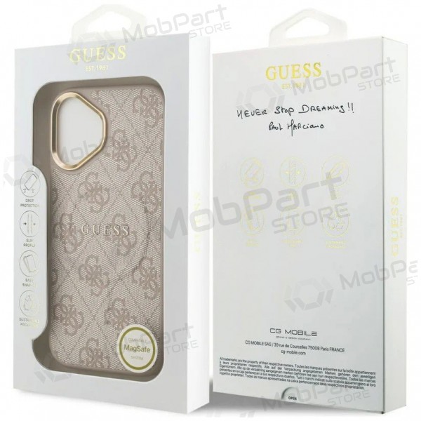 Funda para Apple iPhone 17 - Guess PU Leather 4G Gold Frame MagSafe (rosa)