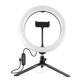 LED žiedine lámpara 26cm, su trikoju stovu 8.3cm, USB