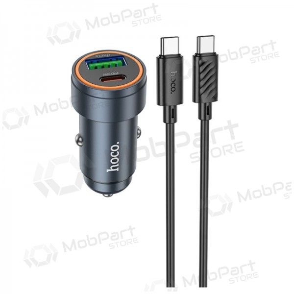 Cargador de coche Hoco Z57A 30 W USB-C + USB-A con cable USB-C de 1 m