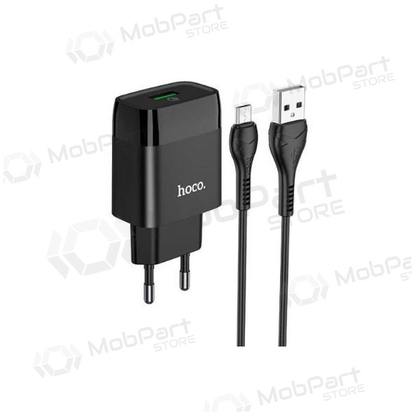 Cargador HOCO C72Q Glorious USB + microUSB cable (QC3.0) (negro)