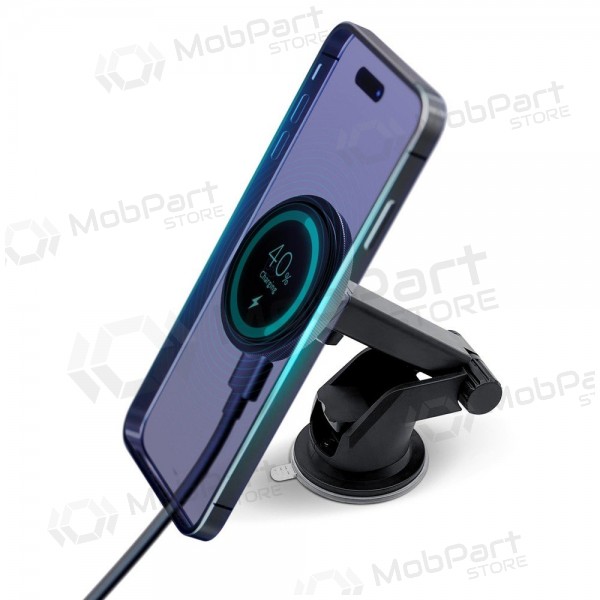 Soporte de teléfono para coche con carga inalámbrica 3MK Car MagCharger 15 W para salpicadero.